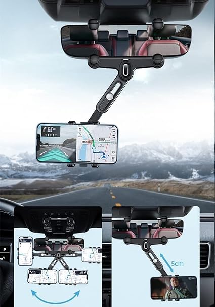 Phone Mount for Car, 2026 Upgraded Rear View Mirror Phone Holder, Universal Mount, Rotatable Phone Holder for Car Compatible