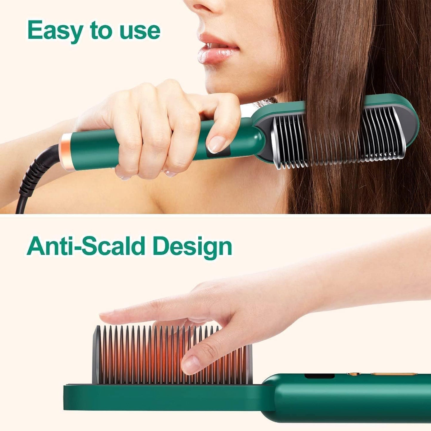 2in1 Ceramic Hair Straightening Brush