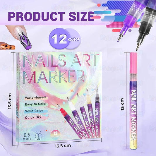 12 Colors DIY Nail Art Pens Set