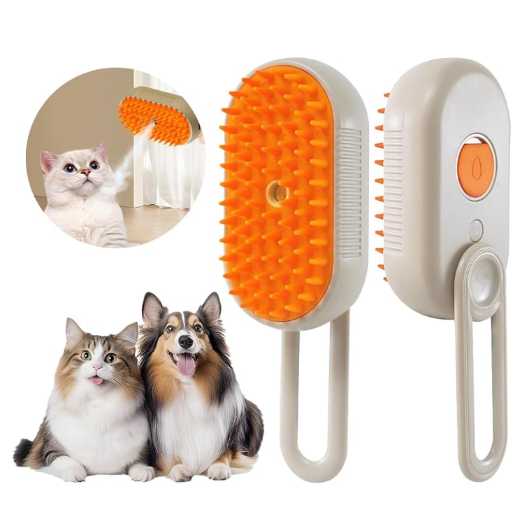 Cat Steam Brush, 3 in 1 Self Cleaning Steam Cat Brush for Removing Tangled and Loose Hair, Cat Dog Steamy for Massage