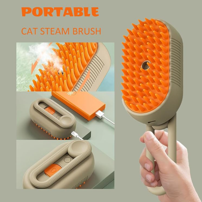 Cat Steam Brush, 3 in 1 Self Cleaning Steam Cat Brush for Removing Tangled and Loose Hair, Cat Dog Steamy for Massage