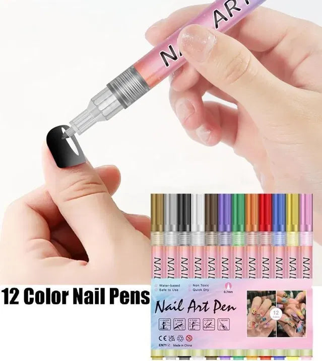 12 Colors DIY Nail Art Pens Set