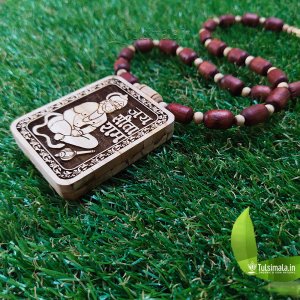 High Quality Tulsi Mala with Hanuman Ji Pendant – Sacred Wooden Beads Necklace